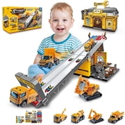 Race Tracks for Boys 2 3 4 5 Years Old, Racing Car Toys Set with Foldable 2 Layer Track and 4 Alloy Race Cars for Toddlers Boys, Birthday Gifts Toys for 2 3 4 5 6 Years Old Boys Kids