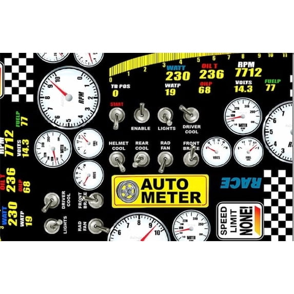 Race car dashboard guages Edible Image Icing Cake Topper for Quarter Sheet Cake, by TNCT
