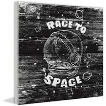 Race to Space Painting Print on White Wood