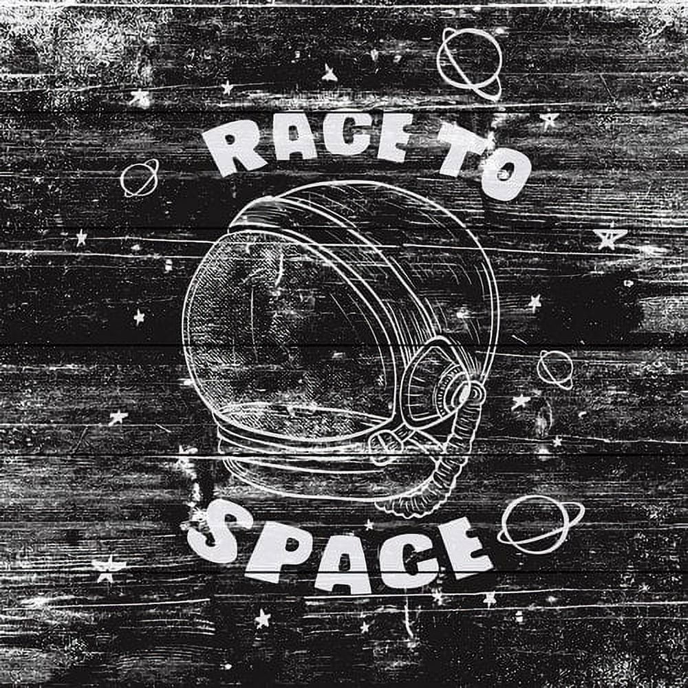 Race to Space Painting Print on White Wood