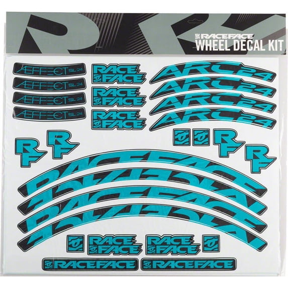 RaceFace Decal Kit for Arc 24 Rims and Aeffect SL 24 Wheels Teal