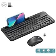 RaceGT Computer Keyboards & Mice, Wireless USB 2.4G Standard Keyboard & Mouse Set, Keyboard with Tablet Phone Holder, Silent Optical Mouse, Black, New
