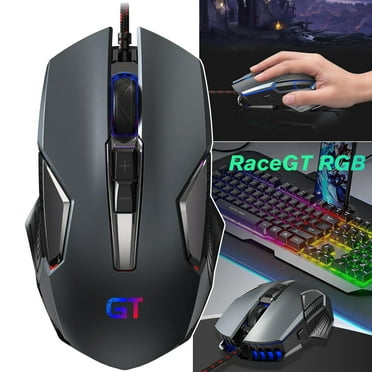 RaceGT Gaming Mouse Wired RGB PC Gaming Mice, 4 Color Backlight, Ergonomic Optical Computer Wired Mouse with Fire Button for Desktop PC Laptop Gamer & Work