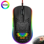 RaceGT RGB Gaming Mouse, Ultra-Lightweight Honeycomb Shell, LED RGB Optical Gaming Mouse, 6-level Adjustable DPI 800 to 8000 DPI, Ergonomic 6 Buttons for Xbox, E-Sports, Laptop, PC, Mac Gamer, Black