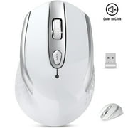 RaceGT Wireless Computer Mouse, 2.4G Silent Cordless Mouse for Laptop, Mouse with 6 Buttons and 3 Adjustable DPI for Laptop, Deskbtop, MacBook , PC White