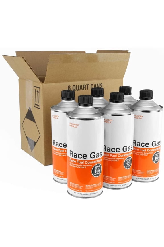 RaceGas 100032 Premium Race Fuel Concentrate Increases Gasoline Up to 105 Octane, Pack of 6
