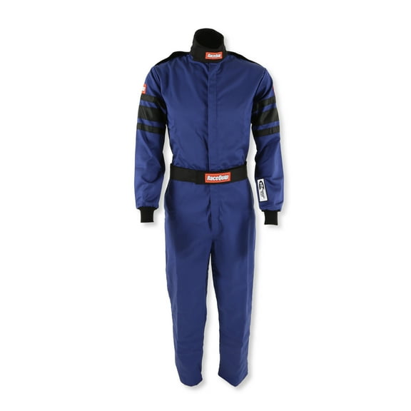 RaceQuip 110022RQP 110 Series 1-Pc Driving Suit SFI 3.2A/1 Blue/Black Stripe Small