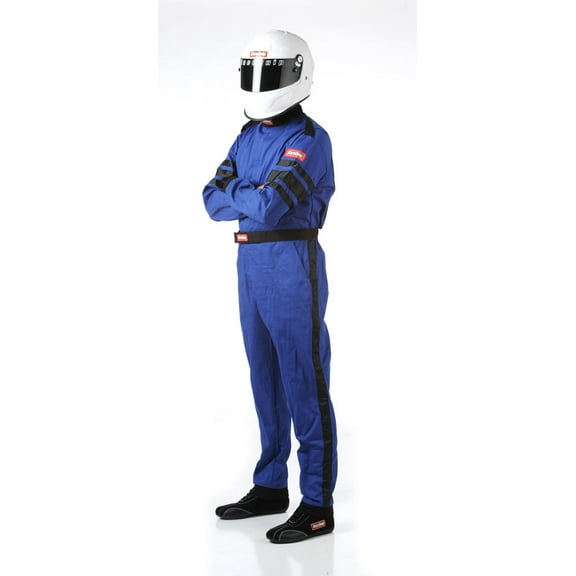 RaceQuip 110026RQP 110 Series 1-Pc Driving Suit SFI 3.2A/1 Blue/Black Stripe XL