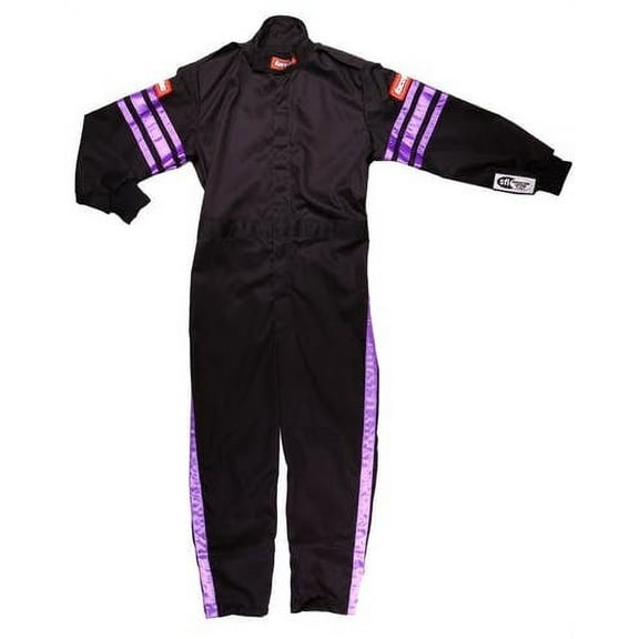 RaceQuip 1950596RQP Pro-1 Driving Suit SFI 3.2A/1 Black/Purple Stripe Youth XL