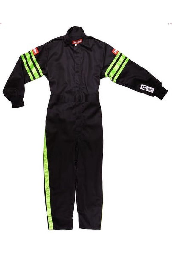 1950792RQP Pro-1 Driving Suit SFI 3.2A/1 Black/Green Stripe Youth Small