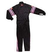 RaceQuip 1950890RQP Pro-1 Driving Suit SFI 3.2A/1 Black/Pink Stripe Youth 2XS