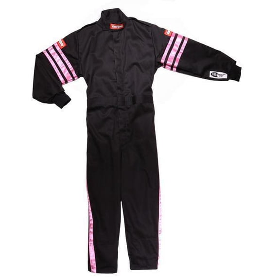RaceQuip 1950896RQP Pro-1 Driving Suit SFI 3.2A/1 Black/Pink Stripe Youth XL