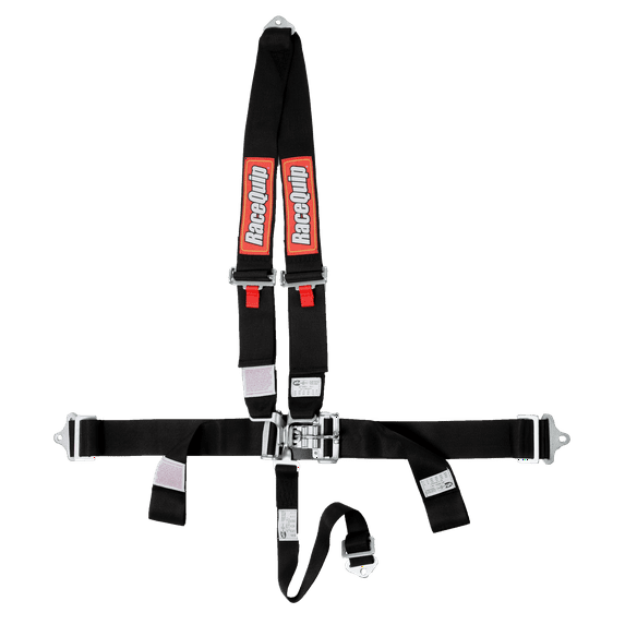 RaceQuip 713003RQP 4-Point Harness Latch/Link SFI 16.1 Pull Down Adjust Bolt-On/Wrap Around V-Type Harness Black