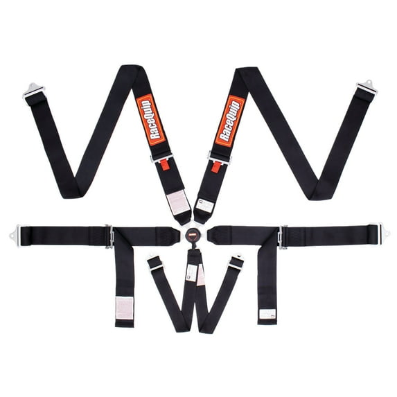 RaceQuip 744004RQP 6 Point Harness Sportsman Camlock SFI 16.1 Pull up Adjust Bolt-On/Wrap Around Black