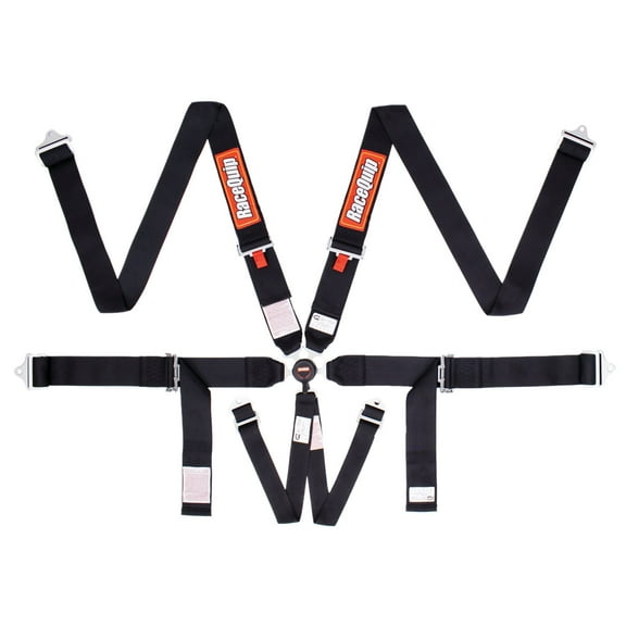 RaceQuip 744004RQP 6 Point Harness Sportsman Camlock SFI 16.1 Pull up Adjust Bolt-On/Wrap Around Black