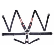 RaceQuip 747007RQP 6 Point Harness Camlock SFI 16.1 Pull Up Adjust Bolt-On/Wrap Around Individual Harness Black