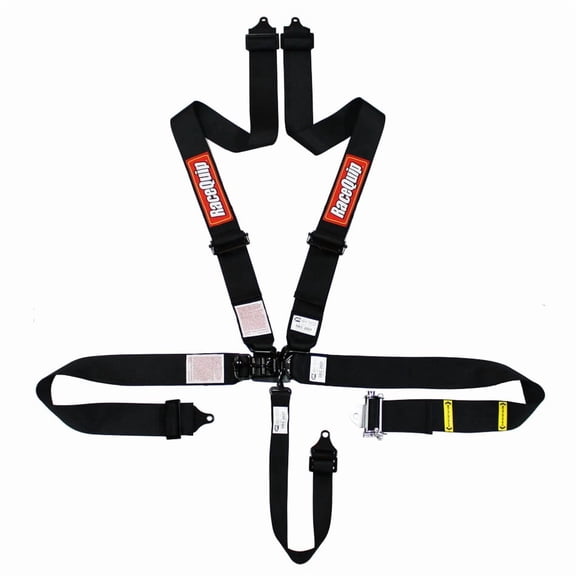 RaceQuip 813003RQP 5 Point Harness Ratchet Latch/Link SFI 16.1 Pull Down Adjust Bolt-On/Wrap Around Black