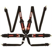 RaceQuip 854004RQP Harness HNR/HANS 6 Point Camlock FIA Pull Up Adjust Clip-In/Wrap Around Black