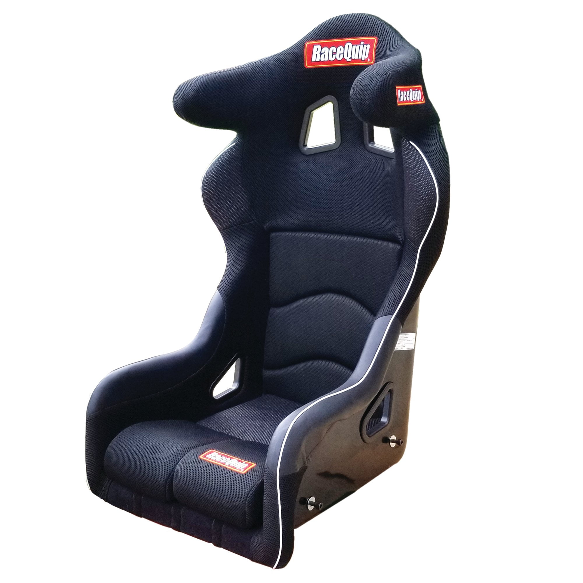 RaceQuip 96993399RQP Seat Non-Reclining FIA 15in Harness Openings Fiberglass Black Fabric