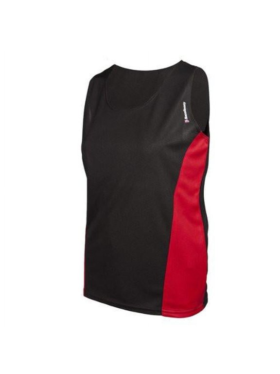 Women's RaceDay Track Running Singlet, Black/Red - X-Small