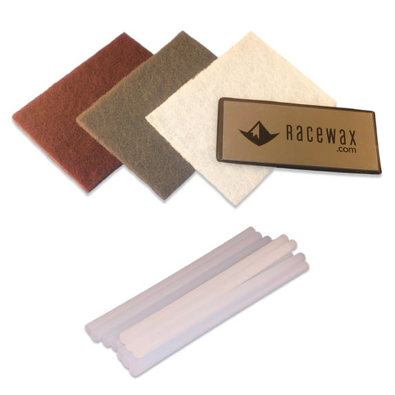 RaceWax Ptex Ski Base Repair Kit 10 clear p-tex metal scraper +3 3M pads - (RD-1124)