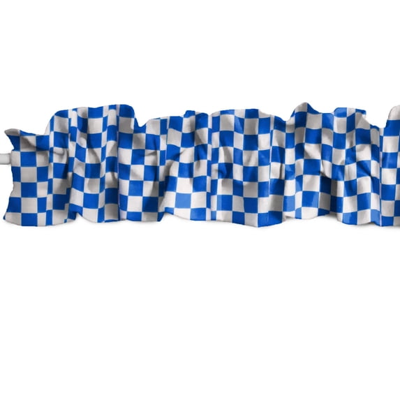 Racecar Checkerboard Print Cotton Curtain Sleeve Topper Window Treatment
