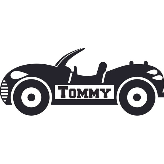 Racecar Racing Car Wheels Cartoon Character Personalized Wall Decal Custom Vinyl Wall Art Personalized Name - Baby Girls Boys Kids Nursery Daycare Decor Wall Stickers Decorations Size (15x30 inch)