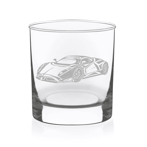 C&M Personal Gifts 11 oz Racecar Etched Whiskey Rocks Glass
