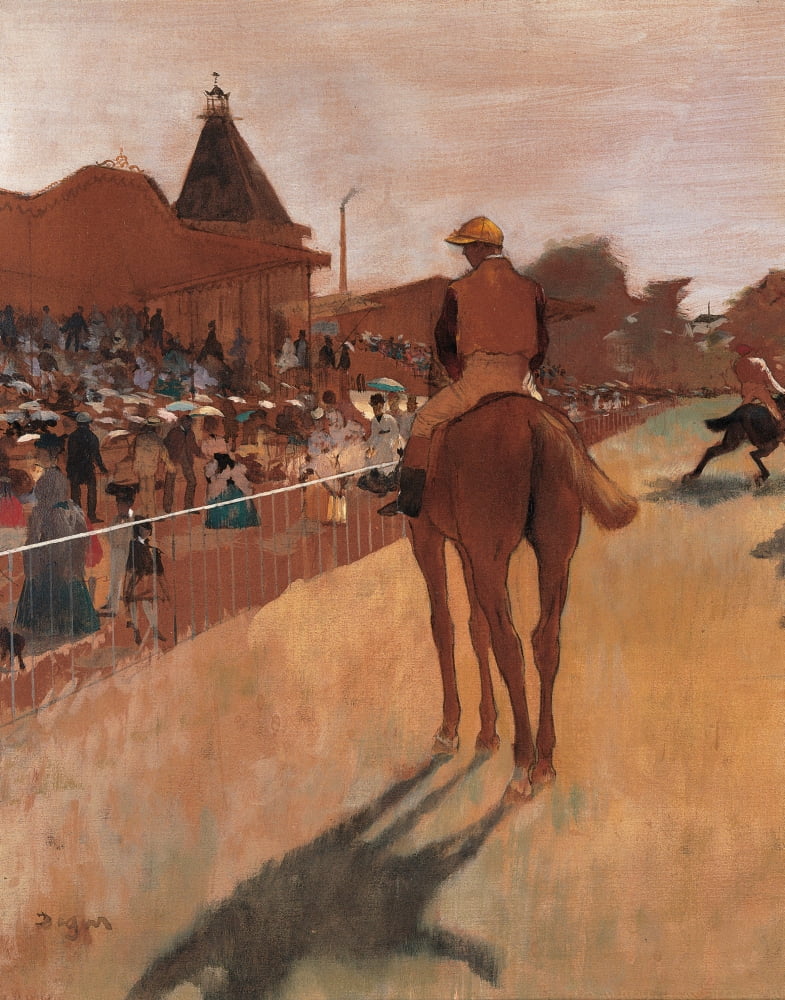 Racehorses In Front Of The Tribunes Canvas Art - (24 x 36)