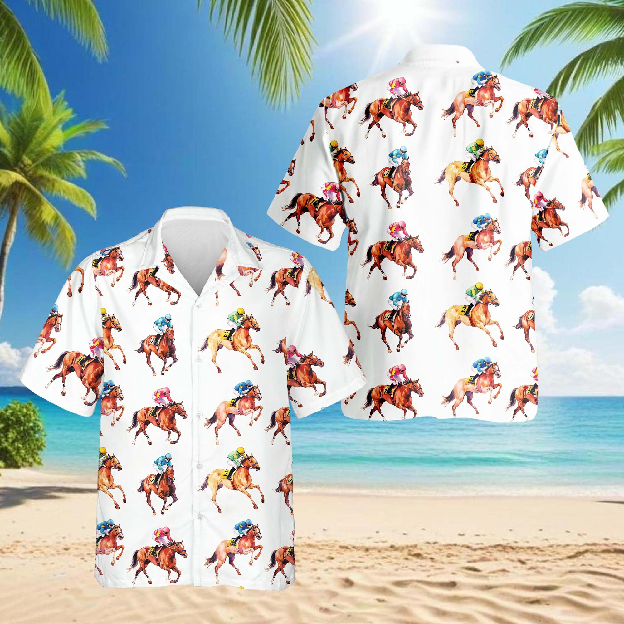 DIYKST Custom Hawaiian Shirt For Men - Upload Your Photo, Tropical Print, Breathable Polyester, V-Neck Short Sleeve