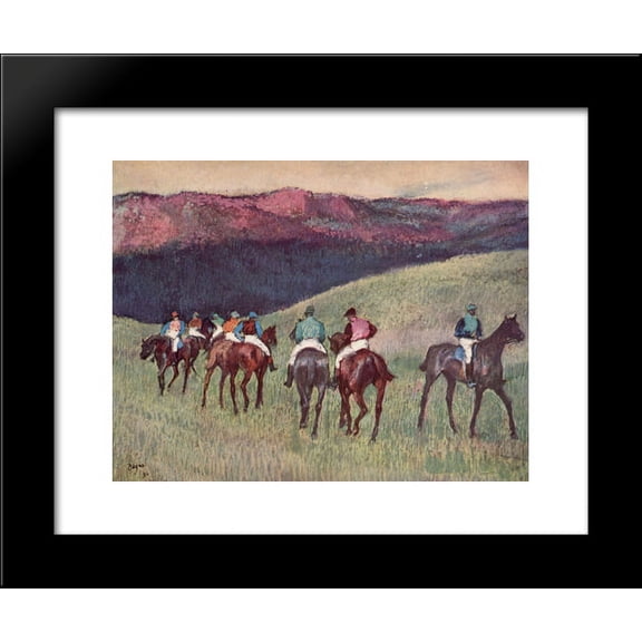 Racehorses in a Landscape 20x24 Framed Art Print by Edgar Degas