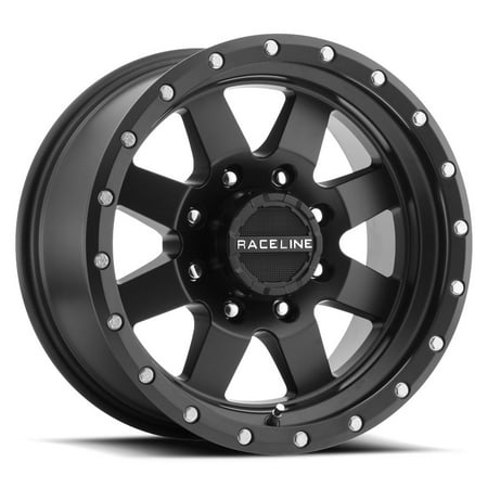 Raceline 935B Defender 15 Inch Cast Aluminum Wheel, Defender Black Finish, 15x8, 5x114.3 Bolt Pattern, -24mm Offset