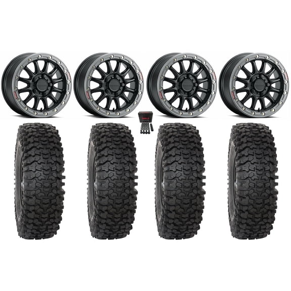 Raceline Alpha 15" Wheels Bk +53mm 35" RC500S Sticky Tires Polaris RZR Turbo R & Pro R Ranger 1500 Xpedition