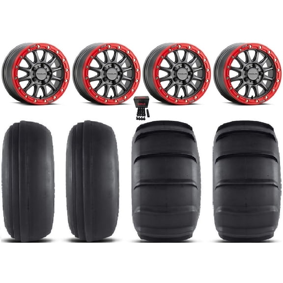 Raceline Alpha 15" Wheels Gm +25mm 32" SandSlinger Tires Polaris RZR Turbo R & Pro R Ranger 1500 Xpedition