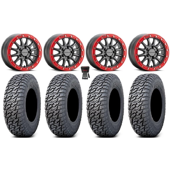 Raceline Alpha 15" Wheels Gm +25mm 33" Daemon Tires Polaris RZR Turbo R & Pro R Ranger 1500 Xpedition
