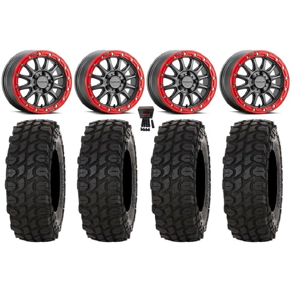 Raceline Alpha 15" Wheels Gm +25mm 35" XComp ATR Tires Polaris RZR Turbo R & Pro R Ranger 1500 Xpedition