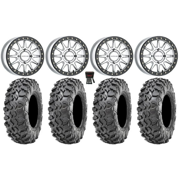 Raceline Alpha Bdlk 17" Wheels Si +40mm 37" Carnivore Tires Kawasaki Mule ProFXT