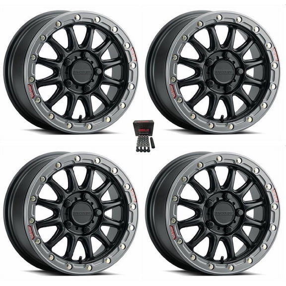 Raceline Alpha Beadlock 15" Wheels Black +25mm Polaris RZR Turbo R & Pro R Ranger 1500 Xpedition