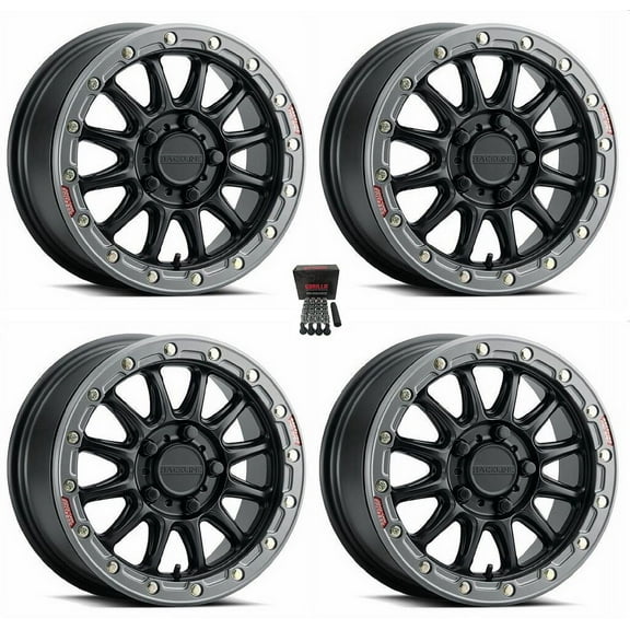Raceline Alpha Beadlock 15" Wheels Black +53mm Polaris RZR Turbo R & Pro R Ranger 1500 Xpedition
