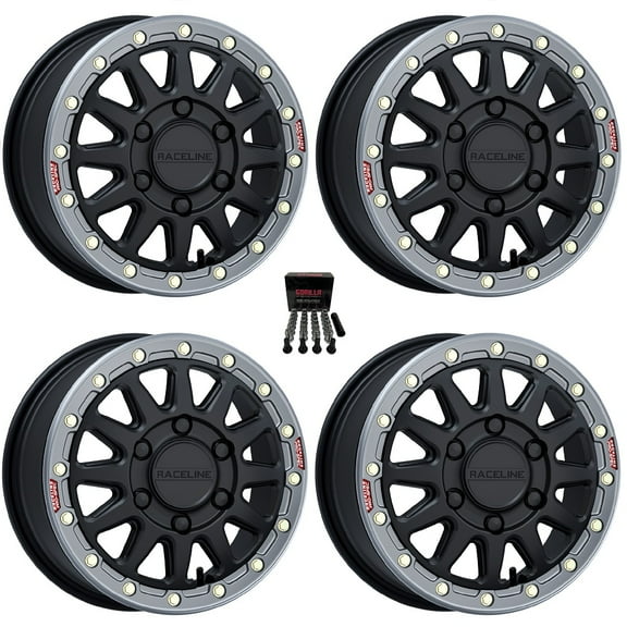 Raceline Alpha Beadlock 15x6.5 Wheels Gunmetal +74mm Can-Am Maverick R