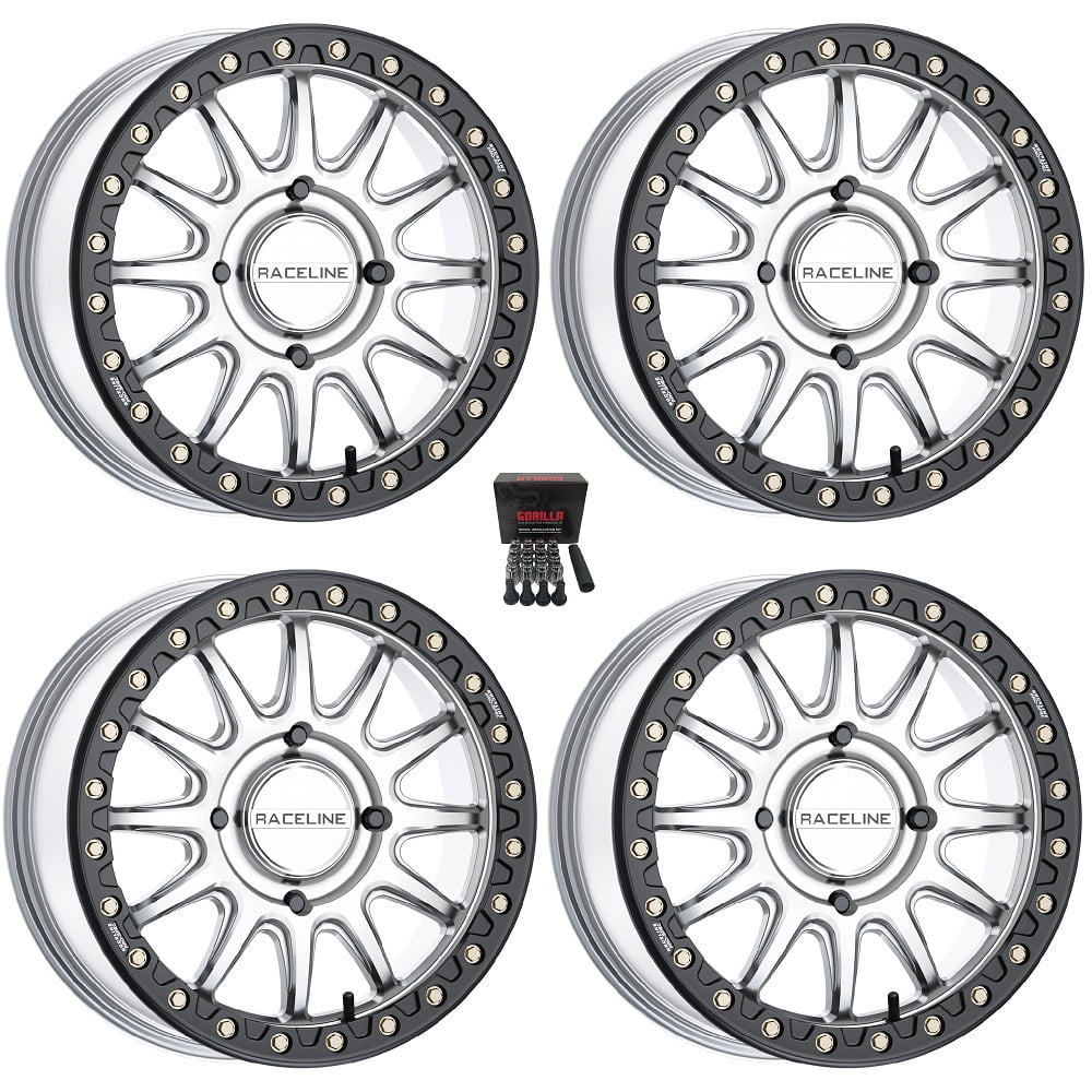 Raceline Alpha Beadlock 17" Wheels Silver (+25mm) CanAm Commander