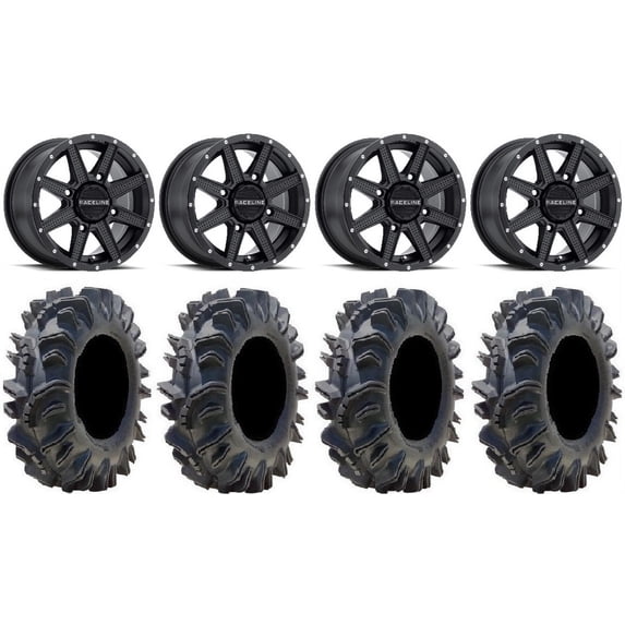 Raceline Hostage 14" Black Wheels 26.5" Terminator Tires Can-Am Commander Maverick Renegade Outlander Defender