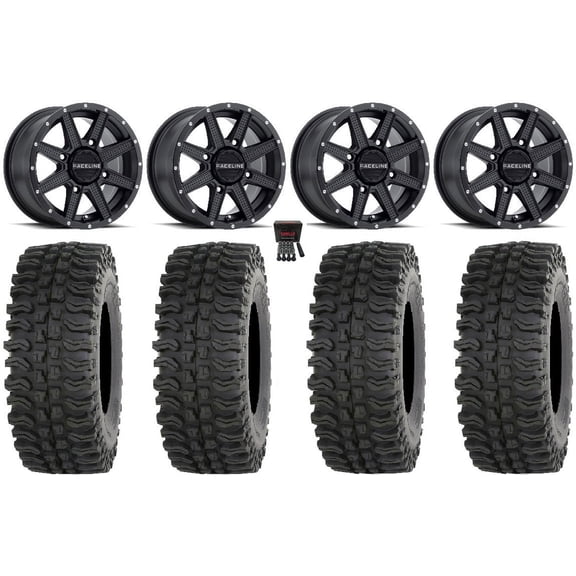 Raceline Hostage 14" Black Wheels 27" BDC Tires Can-Am Commander Maverick Renegade Outlander Defender
