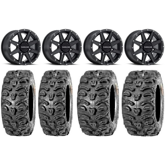 Raceline Hostage 14" Black Wheels 28" Bear Claw HTR Tires Sportsman 550 850 1000
