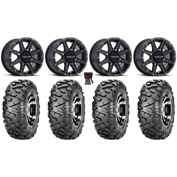 Raceline Hostage 14" Black Wheels 28" BigHorn Tires Can-Am Commander Maverick Renegade Outlander Defender