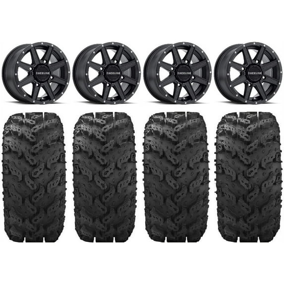 Raceline Hostage 14" Black Wheels 28" Reptile Tires Sportsman RZR Ranger