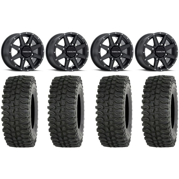 Raceline Hostage 14" Black Wheels 30" BDC Tires Sportsman RZR Ranger
