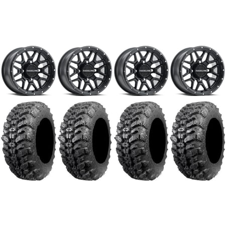 Raceline Krank 14" Black Wheels 27" Sniper 920 Tires Can-Am Maverick X3 / Honda Pioneer 1000 / Talon