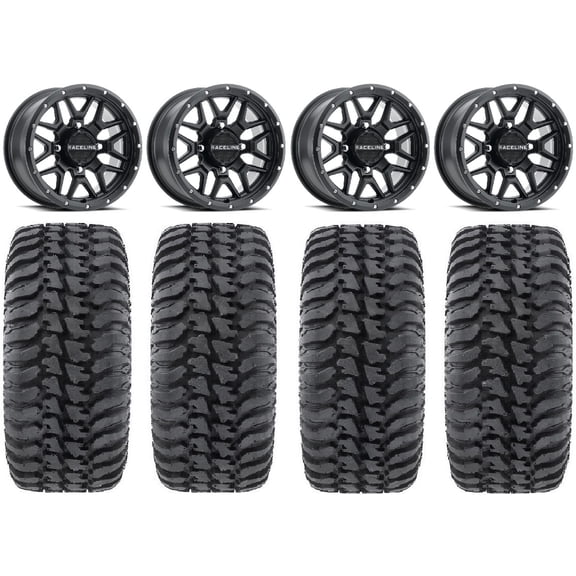 Raceline Krank 14" Black Wheels 28" Regulator Tires Sportsman RZR Ranger