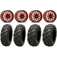 thumbnail image 1 of Raceline Krank 14" Red Wheels 27" Blackwater Tires Can-Am Maverick X3 / Honda Pioneer 1000 / Talon, 1 of 4